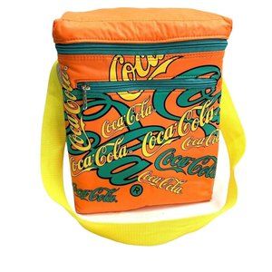 Vintage Coca Cola Cooler Tote Bag Coke Orange Aqua Zip Top Soft Side Lunch